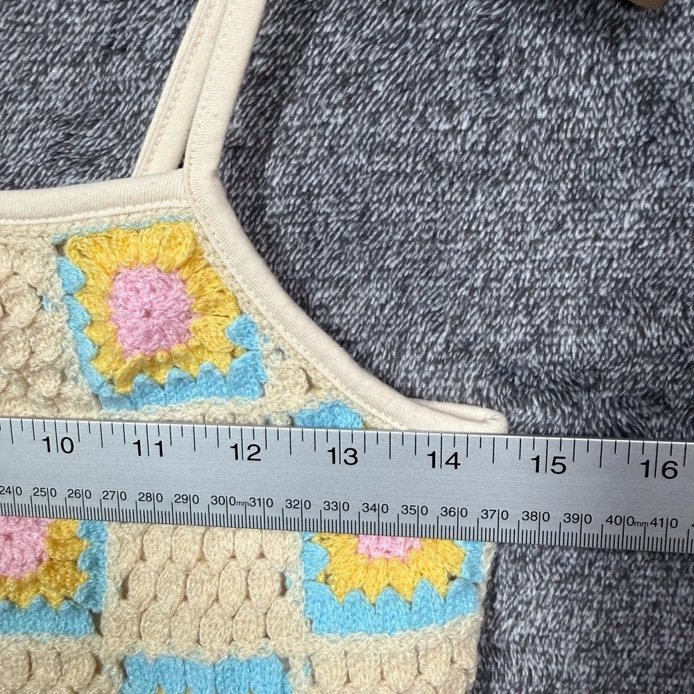 Wild Fable Crochet Crop Top Lot 2 Floral Patchwork Cami Multi Cream Small Boho